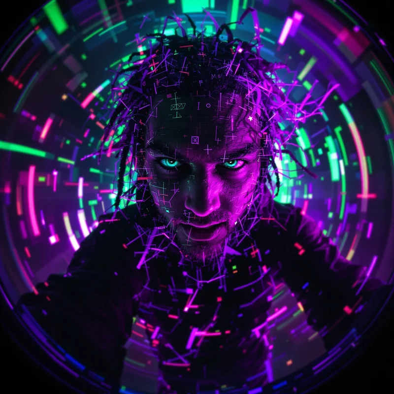 Yeat PFP with chaotic composition and identity focus