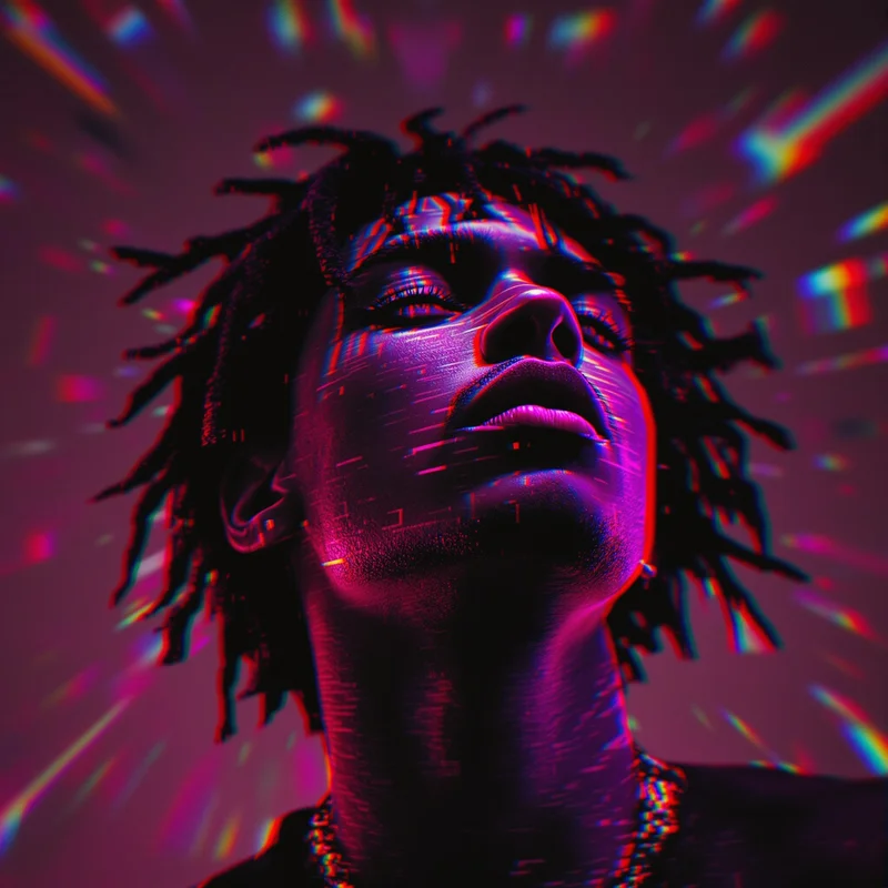 Yeat avatar profile image with distorted high energy expression