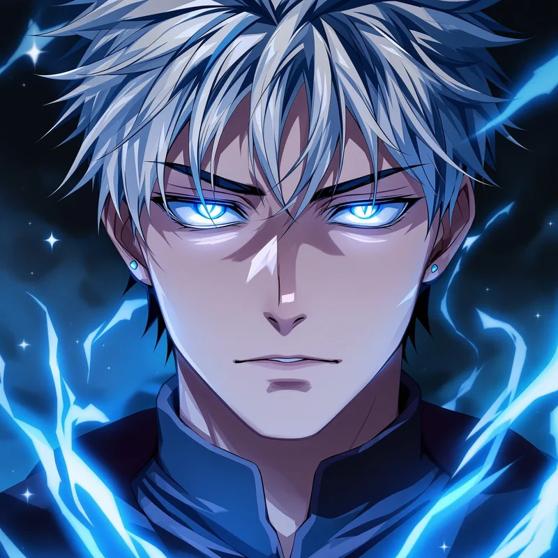 blue aura yuta pfp with spiritual curse glow