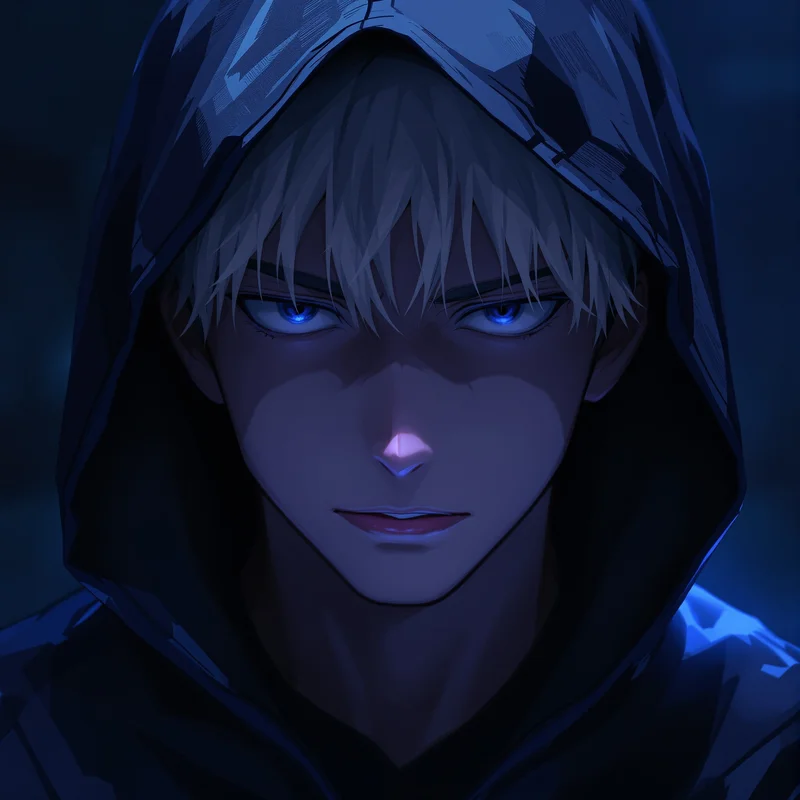 dark hoodie yuta pfp with introvert anime aura
