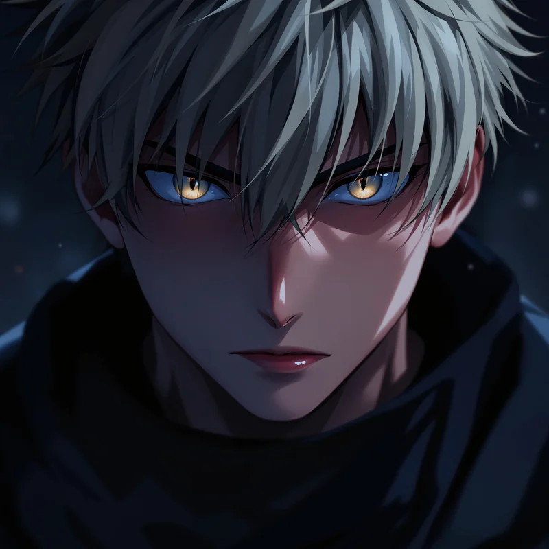 emotional closeup yuta pfp with reflective anime eyes