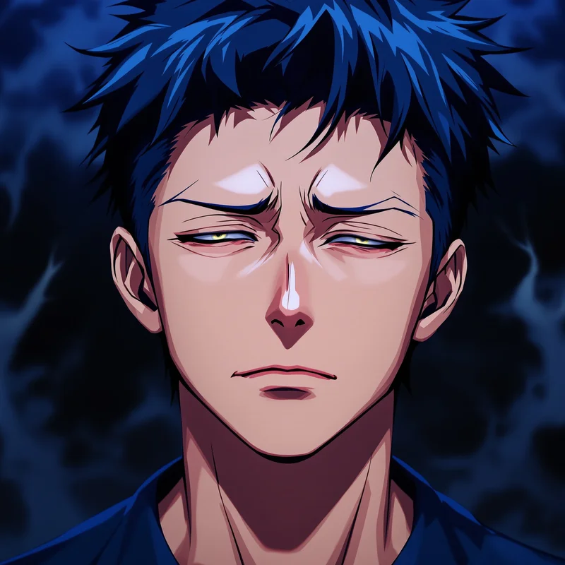 exhausted yuta pfp with emotionally drained anime mood