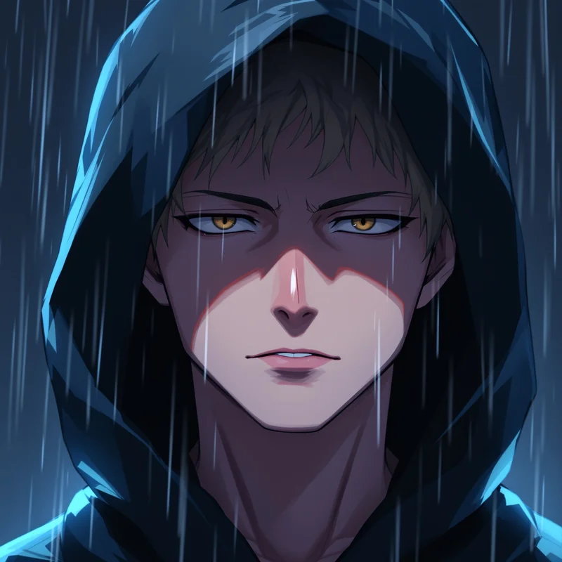 hooded yuta pfp with introvert anime aura