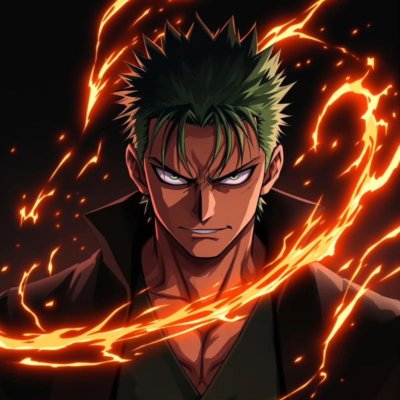 Blade Tempest Zoro PFP anime avatar portrait of Roronoa Zoro designed for profile picture clarity