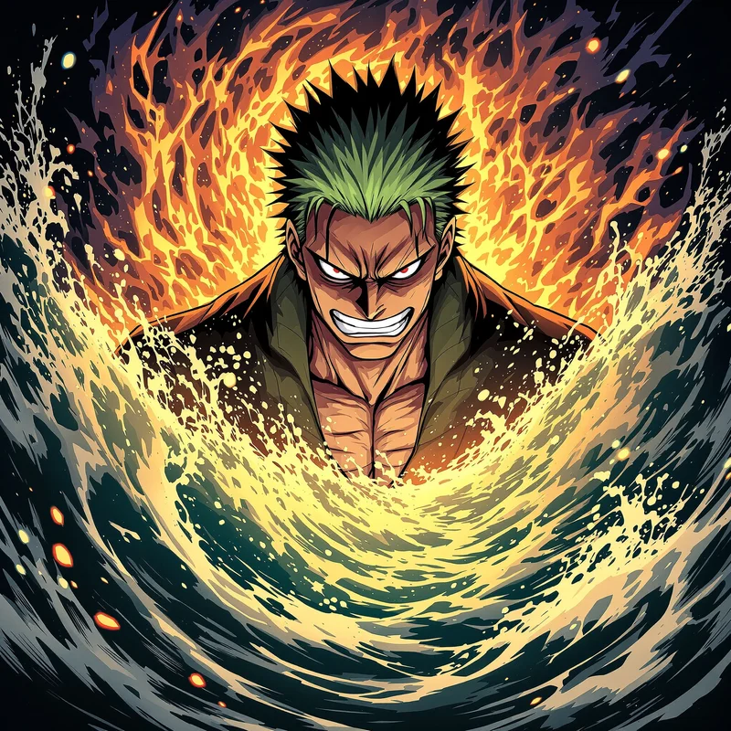 Emerald Aura Zoro PFP anime avatar portrait of Roronoa Zoro designed for profile picture clarity