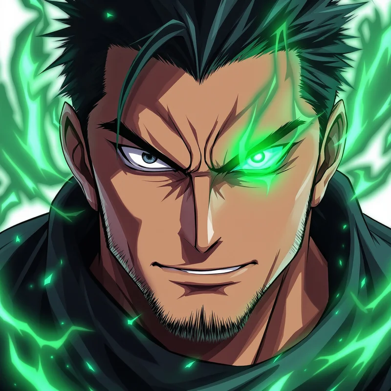 Emerald Phantom Zoro PFP anime avatar portrait of Roronoa Zoro designed for profile picture clarity