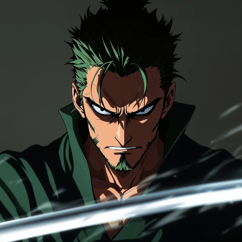 Iron Will Zoro PFP anime avatar portrait of Roronoa Zoro designed for profile picture clarity