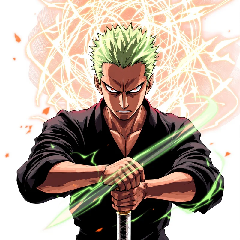 Katana Tempest Zoro PFP anime avatar portrait of Roronoa Zoro designed for profile picture clarity
