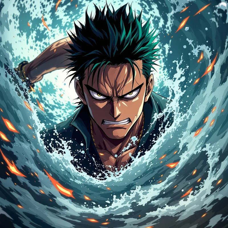 Night Ronin Zoro PFP anime avatar portrait of Roronoa Zoro designed for profile picture clarity