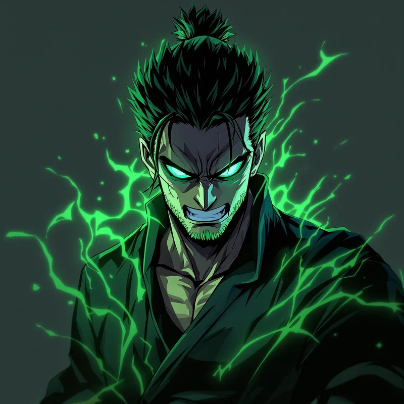 Storm Ronin Zoro PFP anime avatar portrait of Roronoa Zoro designed for profile picture clarity