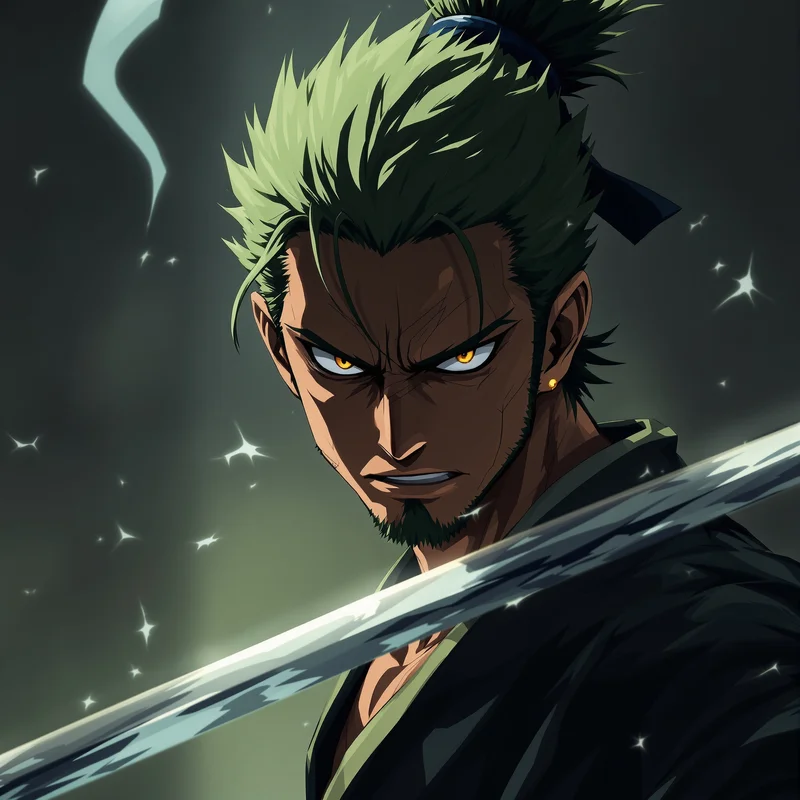 Sword Phantom Zoro PFP anime avatar portrait of Roronoa Zoro designed for profile picture clarity