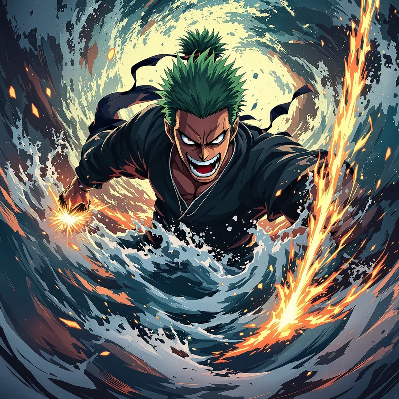 Wano Shadow Zoro PFP anime avatar portrait of Roronoa Zoro designed for profile picture clarity