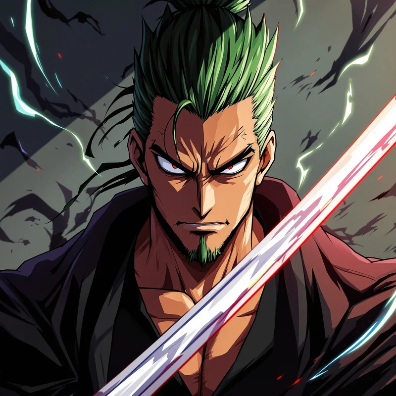 Wano Warrior Zoro PFP anime avatar portrait of Roronoa Zoro designed for profile picture clarity