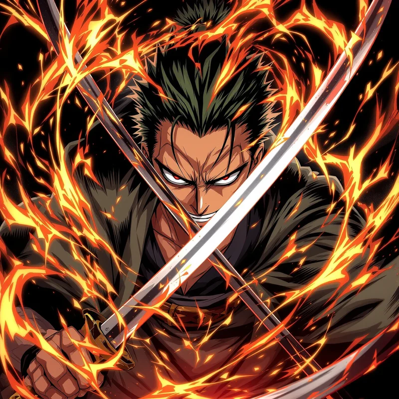 Warlord Clash Zoro PFP anime avatar portrait of Roronoa Zoro designed for profile picture clarity