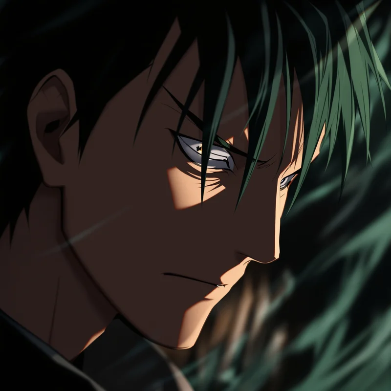Zoro dark anime avatar PFP with minimal aura and strong contrast