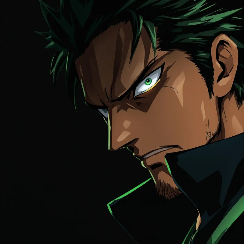 Zoro dark ronin anime PFP avatar with serious expression