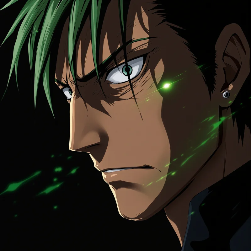 Zoro anime PFP avatar with heavy shadow presence