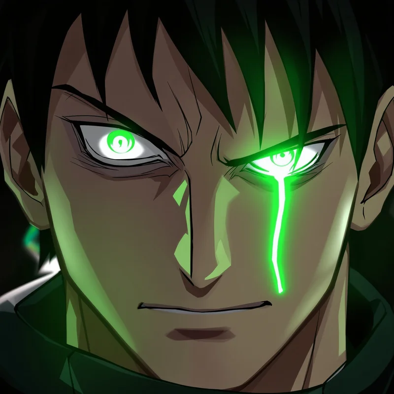 Zoro anime avatar with neon scar detail and dark contrast