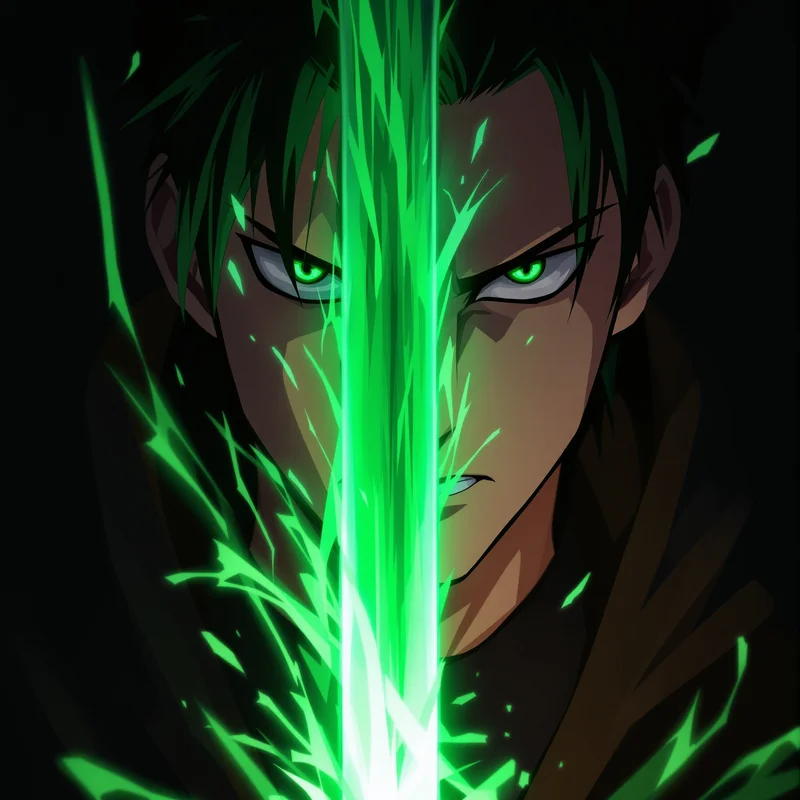 Zoro anime PFP avatar with sword aura and disciplined expression